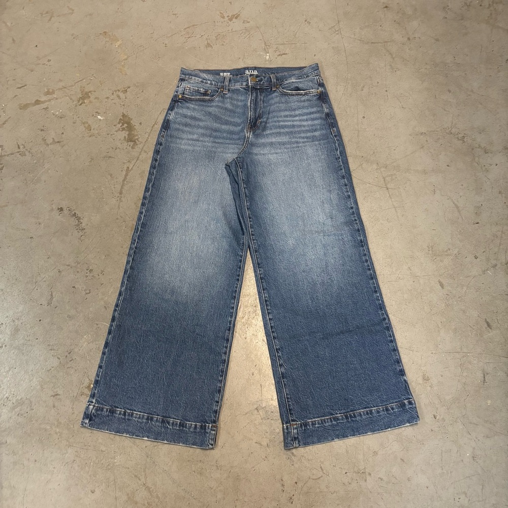 High-rise wide leg blue denim jeans 10